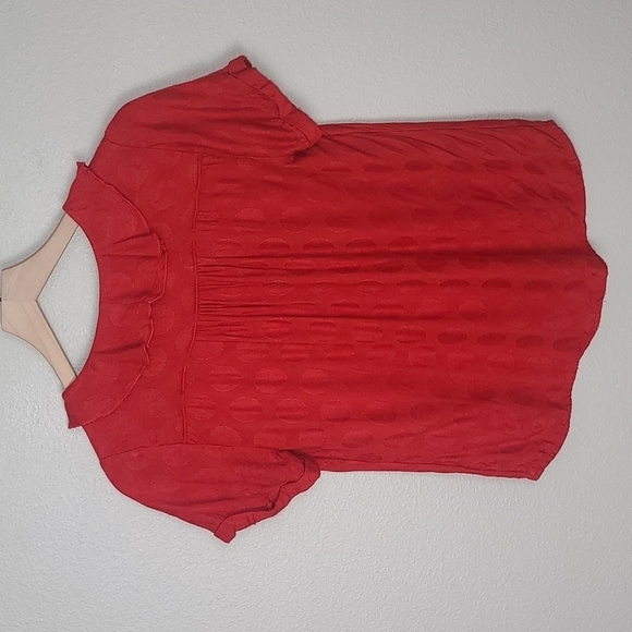 Maeve by Anthropolgie Red Ruffle Polka Dot Top - Picture 9 of 10